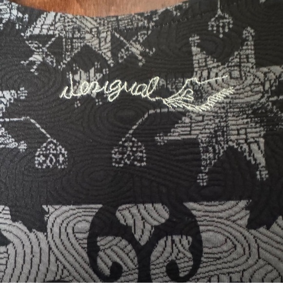 Desigual Sleeveless Patterned A-Line Dress Black & Gray Size M - Picture 9 of 10